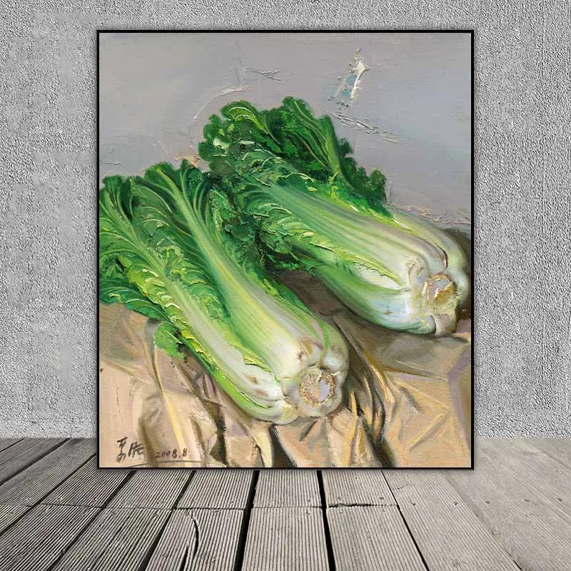 Tranh in tĩnh vật bắp cải của họa sĩ Xin Dongwang