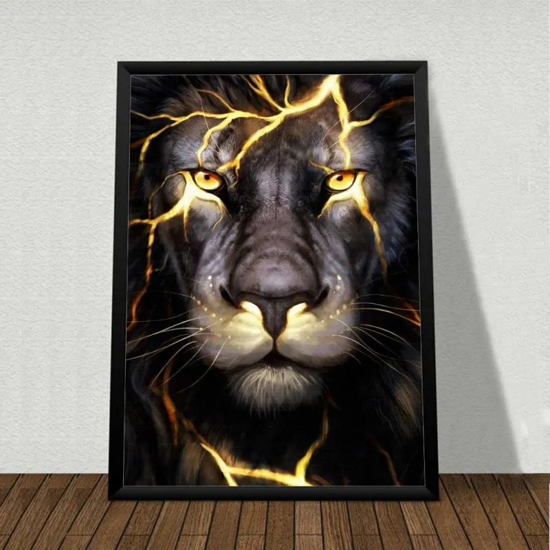 Tranh cô gái, hổ và sư tử