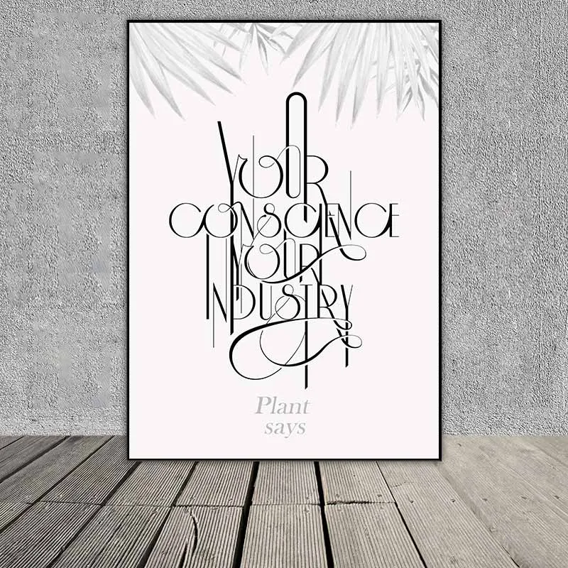 Tranh lá cây kết hợp chữ