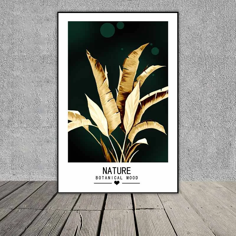 Tranh lá cây nhiệt đới, lá trầu bà Nam Mỹ, lá chuối với màu hoài cổ, vintage