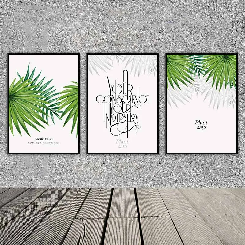 Tranh lá cây kết hợp chữ