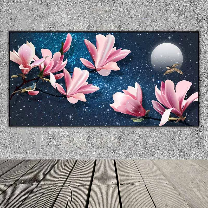 Tranh hoa Mộc Lan dưới ánh trăng