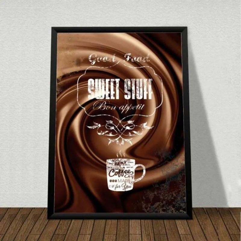 Tranh cà phê và Cappuccino kết hợp chữ