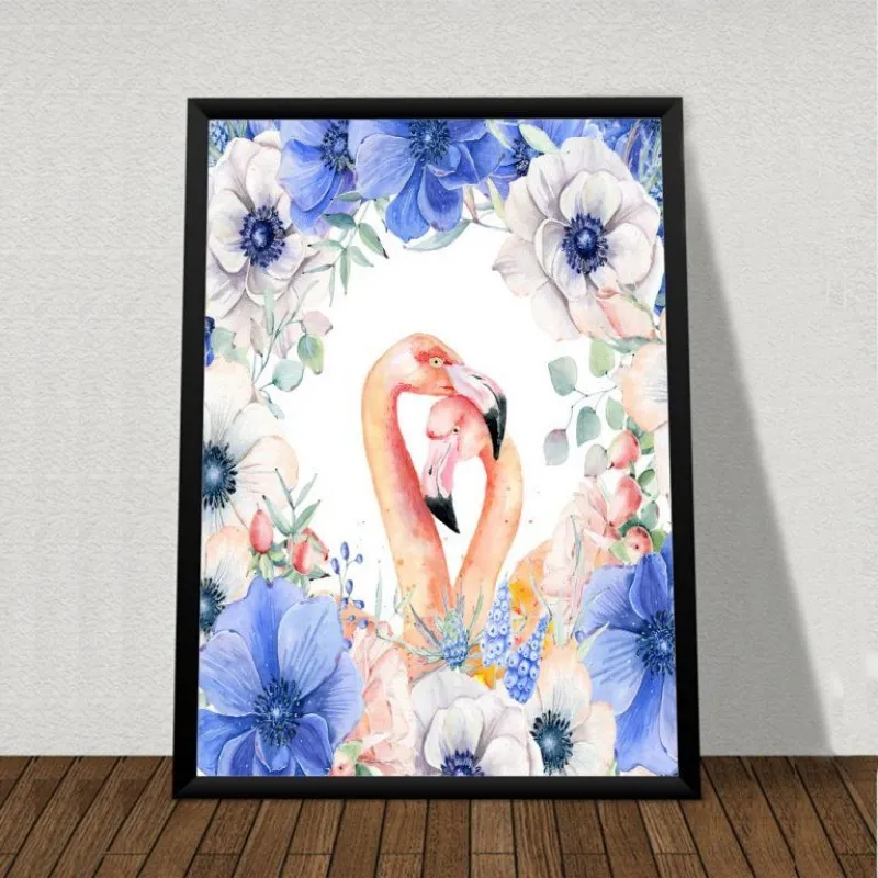 Tranh chim hồng hạc và hoa