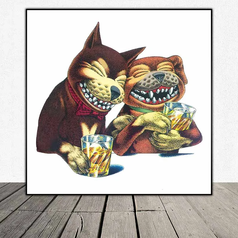 Tranh những con chó đang uống bia