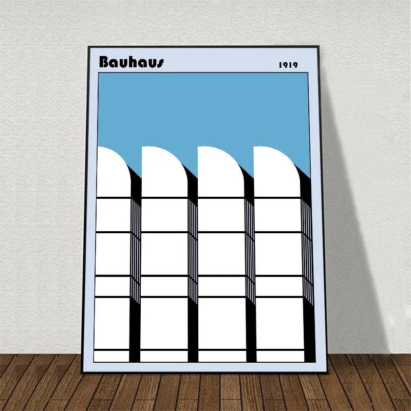 Bộ Ba Tranh Poster Nghệ Thuật Bauhaus và Hình Học