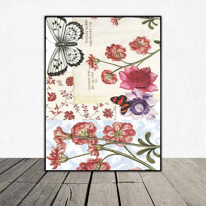 Tranh hoa bướm và chim theo phong dán giấy