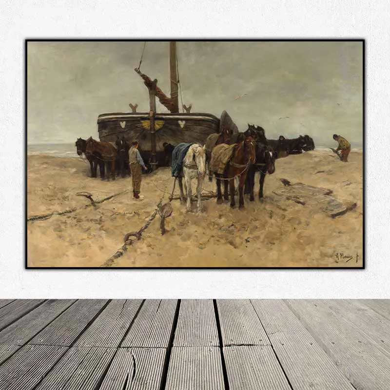 Tranh phong cảnh thuyền đánh cá (Fishing boat on the beach) của họa sĩ Anton Mauve