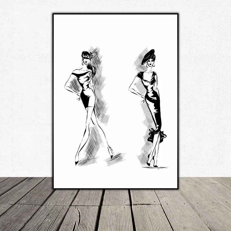 Tranh các cô gái vũ công với các đường nét đơn giản