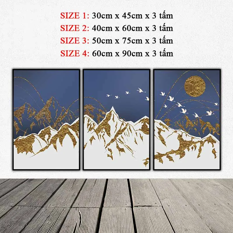 Tranh phong cảnh đồi núi vàng trừu tượng