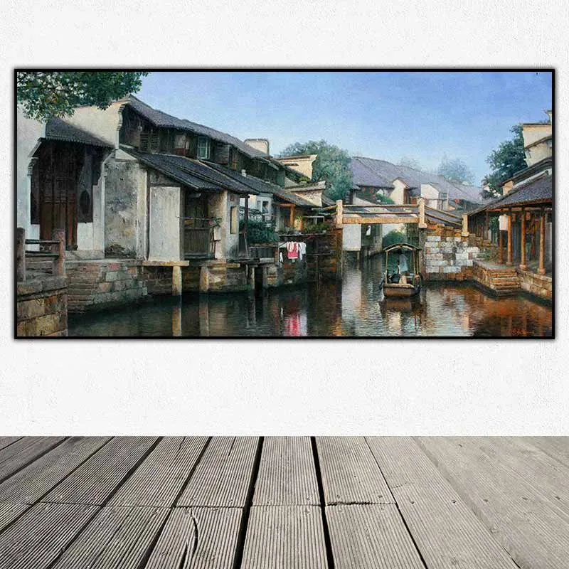 Tranh phong cảnh sông nước vùng Giang nam