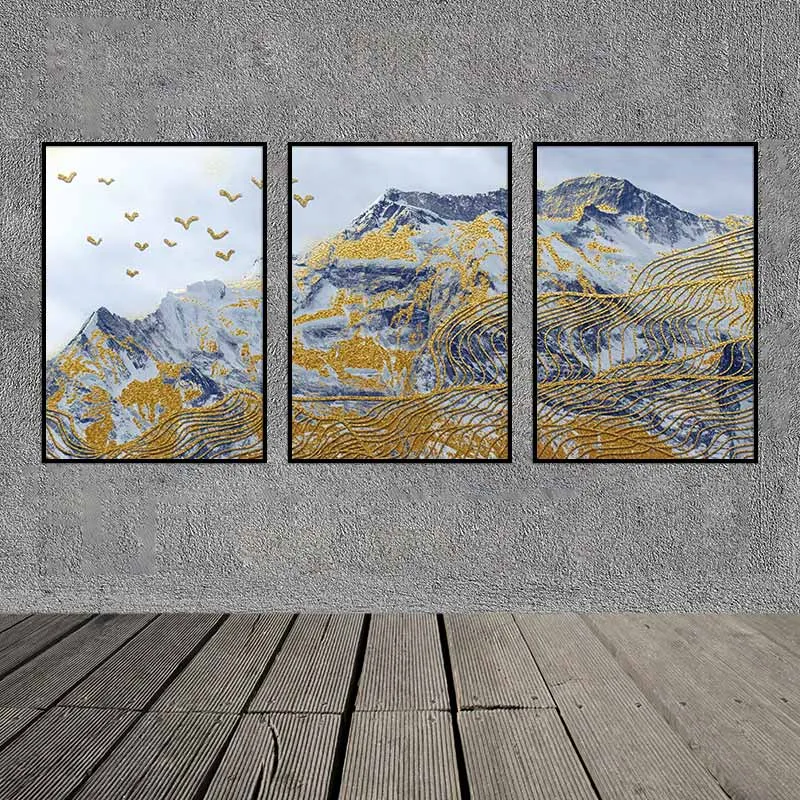 Tranh núi vàng trừu tượng