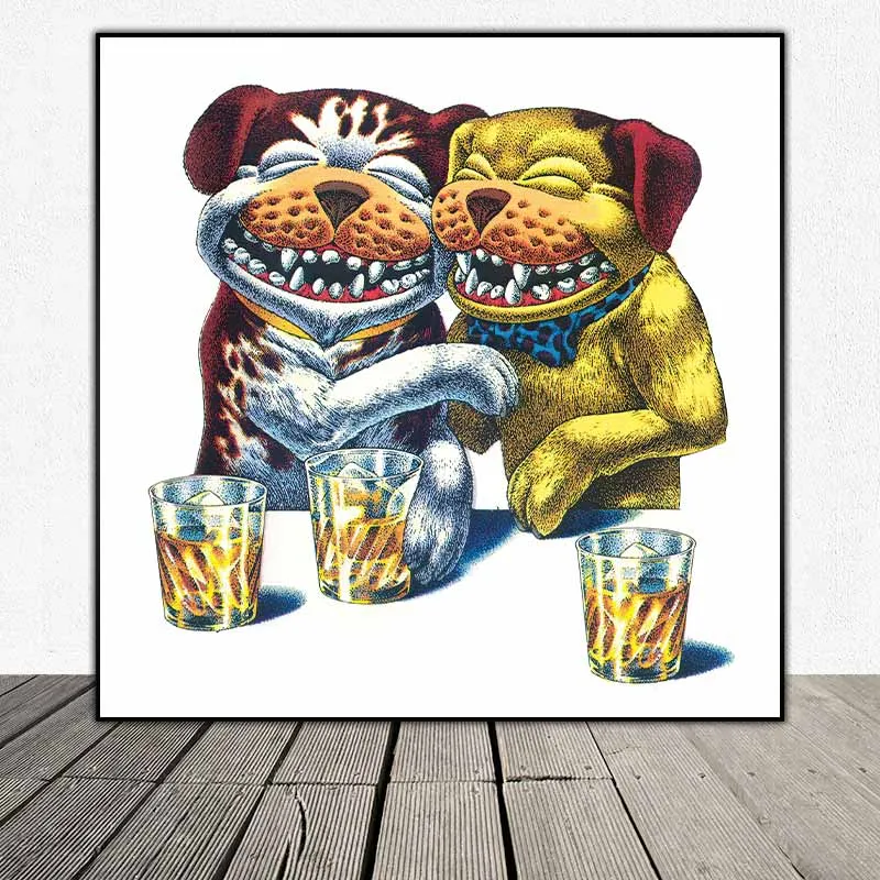 Tranh những con chó đang uống bia