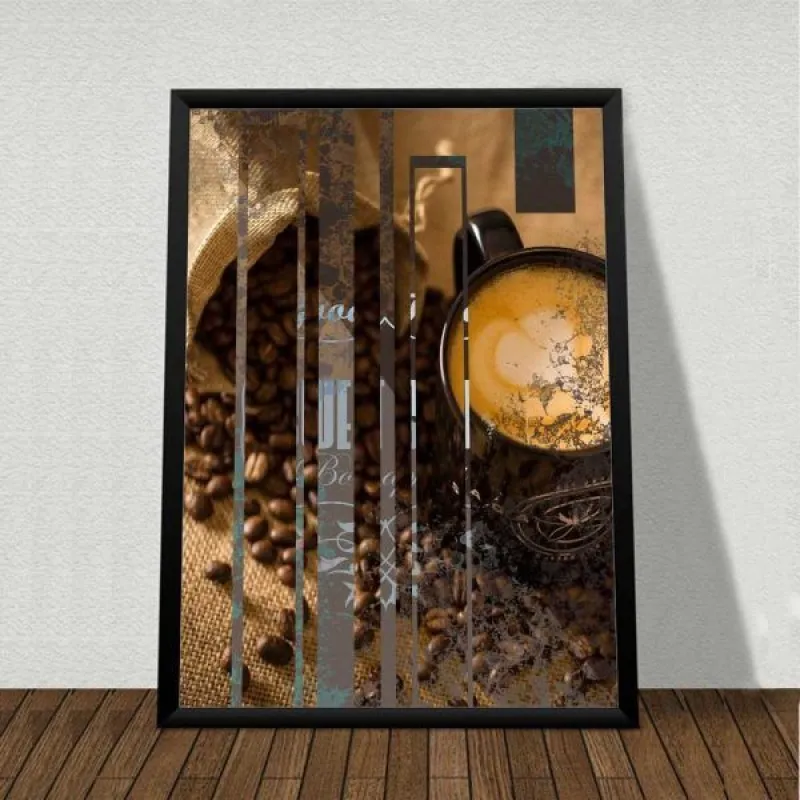 Tranh cà phê và Cappuccino kết hợp chữ