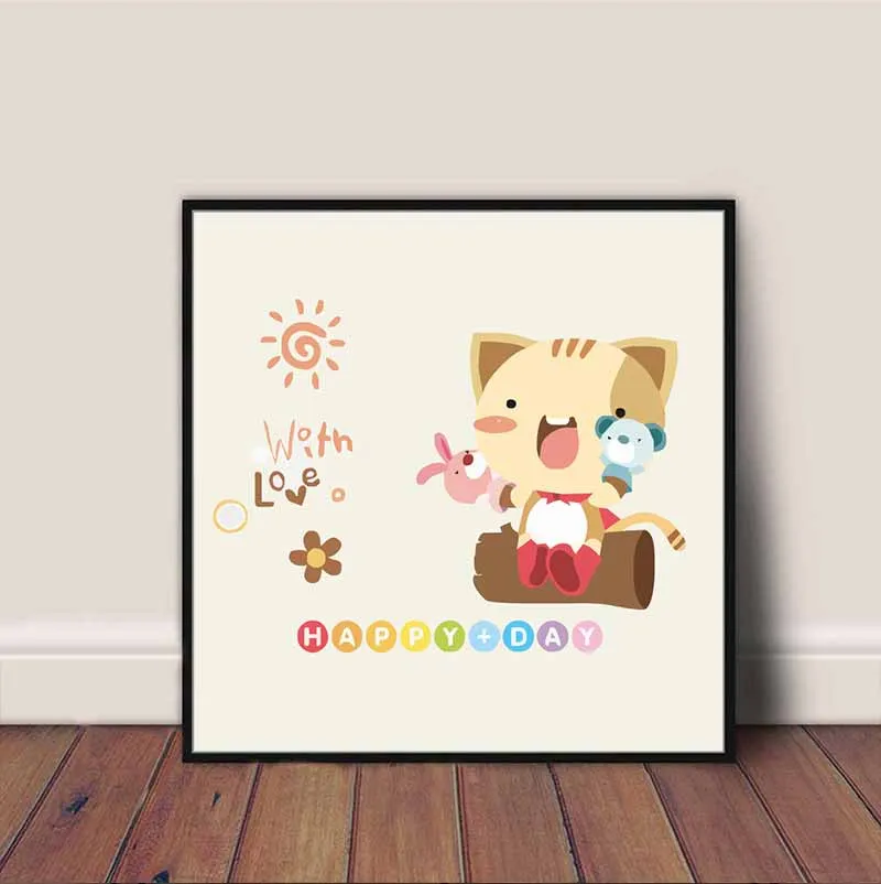 Tranh các loài vật ngộ nghĩnh treo phòng trẻ em