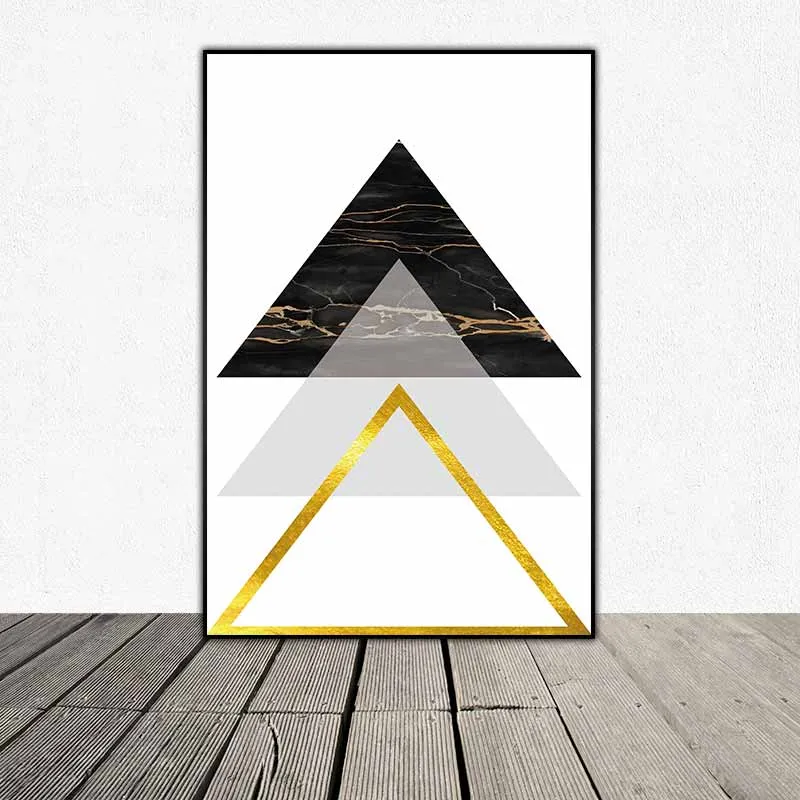 Tranh trừu tượng các khối hình học tam giác kết hợp chữ This is where the magic happens