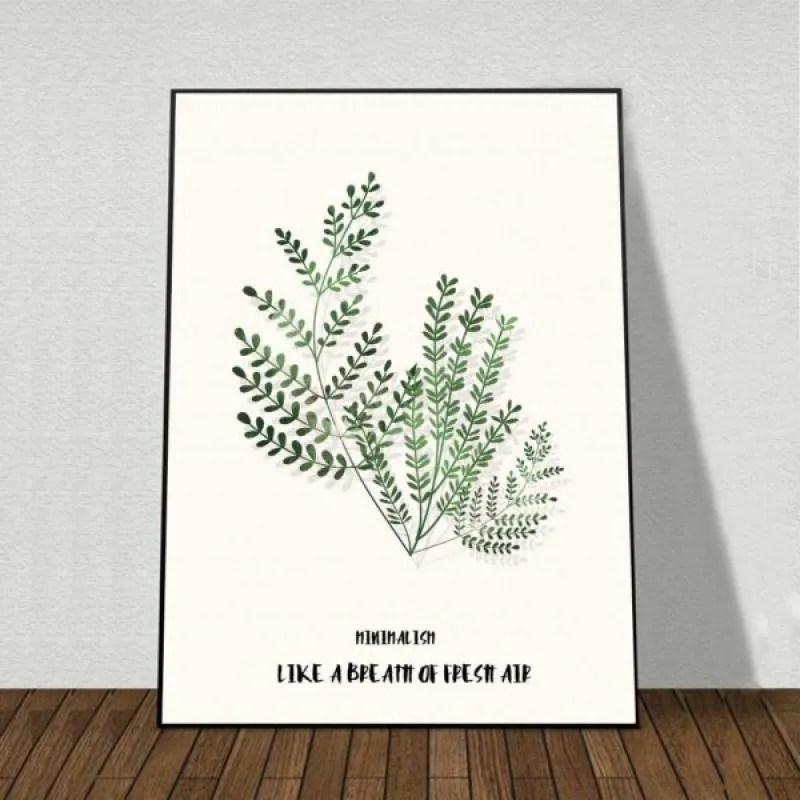 Tranh lá cây dương xỉ và hươu nai xanh