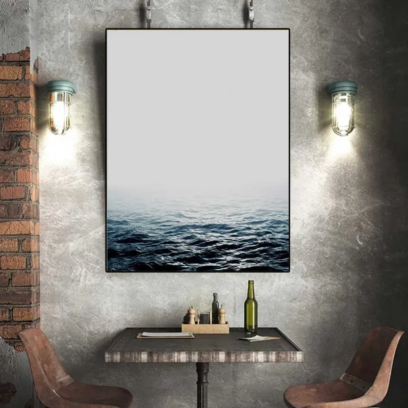 Tranh Scandinavian cô gái thổ dân đội mũ lông chim, cảnh biển, núi đồi