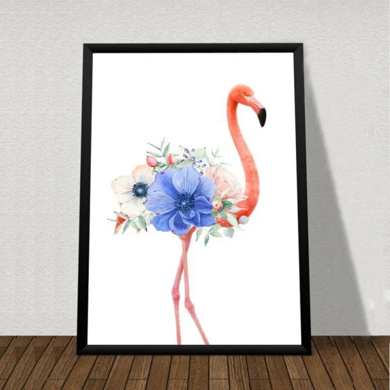 Tranh chim hồng hạc và hoa