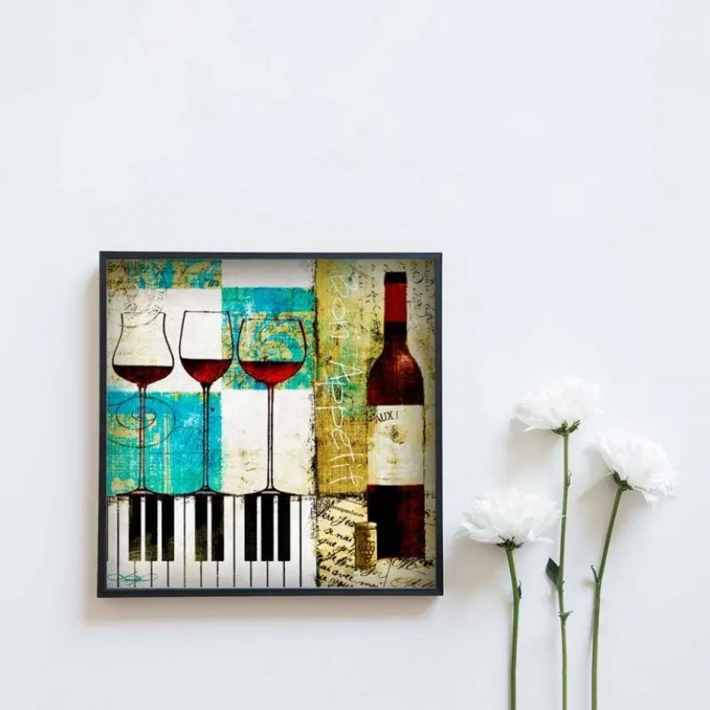 Tranh chai rượu và ly rượu