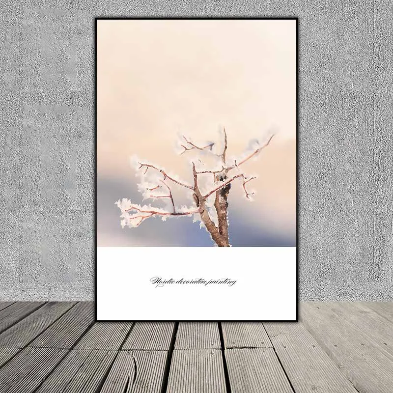 Tranh những chiếc lá phủ đầy tuyết mùa đông