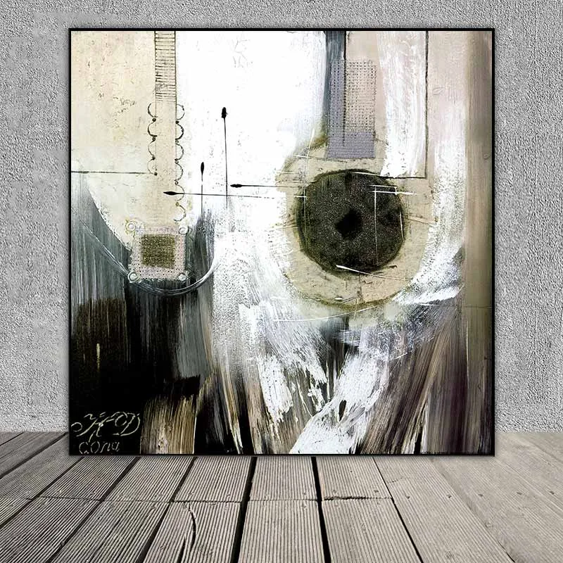 Tranh trừu tượng hình tròn và những vệt sơn ngẫu nhiên