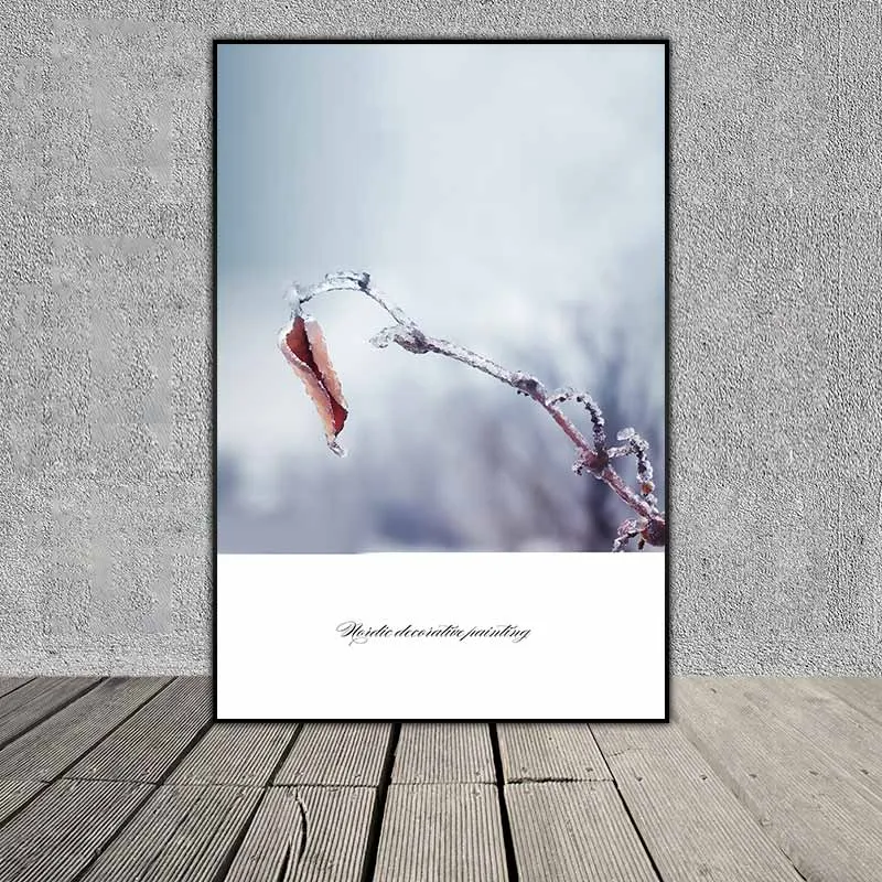 Tranh những chiếc lá phủ đầy tuyết mùa đông