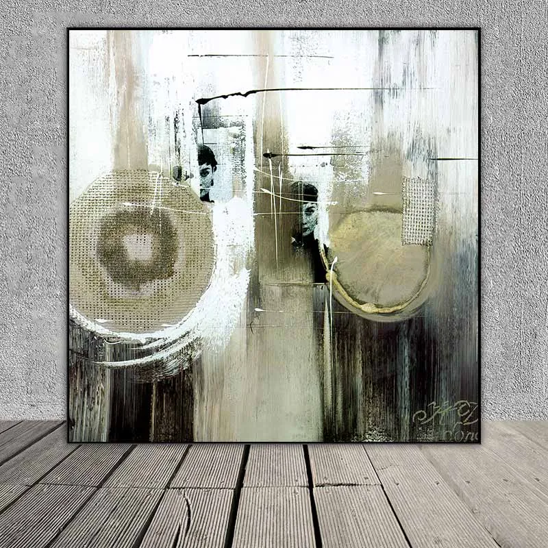 Tranh trừu tượng hình tròn và những vệt sơn ngẫu nhiên