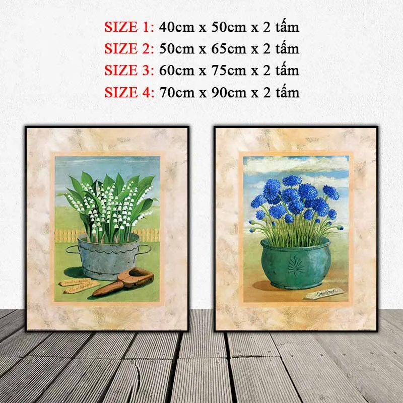 Tranh tĩnh vật bình hoa theo phong cách vintage