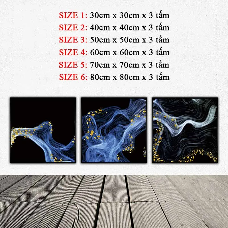 Tranh canvas Scandinavian làn khói trừu tượng khổ ngang