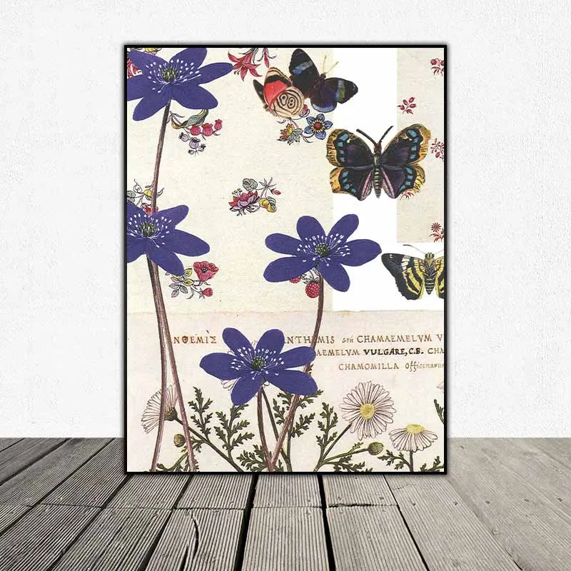 Tranh hoa bướm và chim theo phong dán giấy