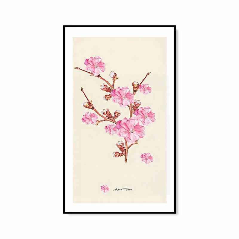 Tranh đầu nai và hoa Anh đào