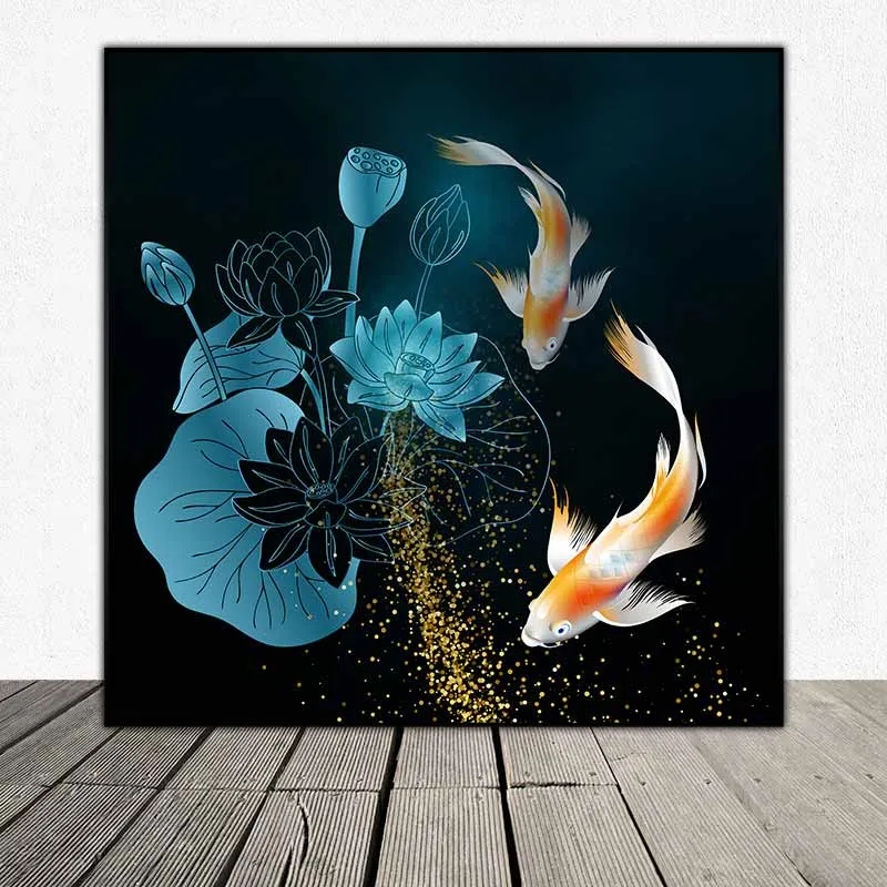 Tranh hoa sen và đôi cá chép