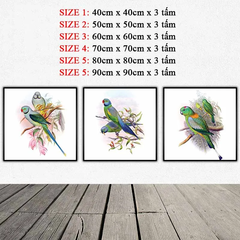 Tranh đôi chim vẹt, chim két