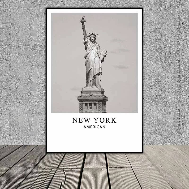 Tranh kiến trúc nổi tiếng tháp Eiffel, tượng Nữ thần Tự do, vòng quay London Eye