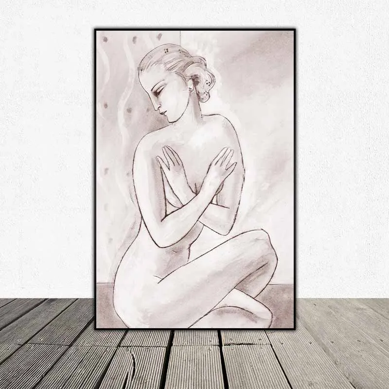 Tranh trừu tượng cô gái khỏa thân, chân dung bức tượng và xoán ốc cầu thang