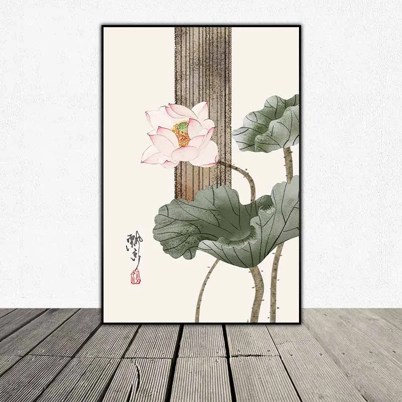 Tranh thủy mặc cá chép và hoa sen