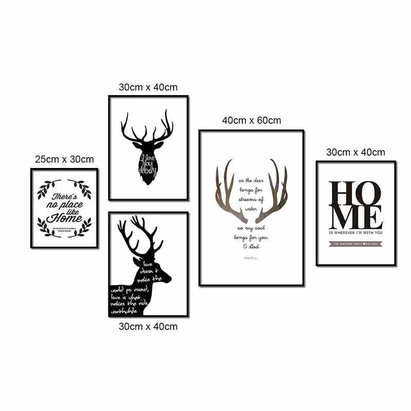 Tranh canvas Scandinavian hươu nai kết hợp chữ