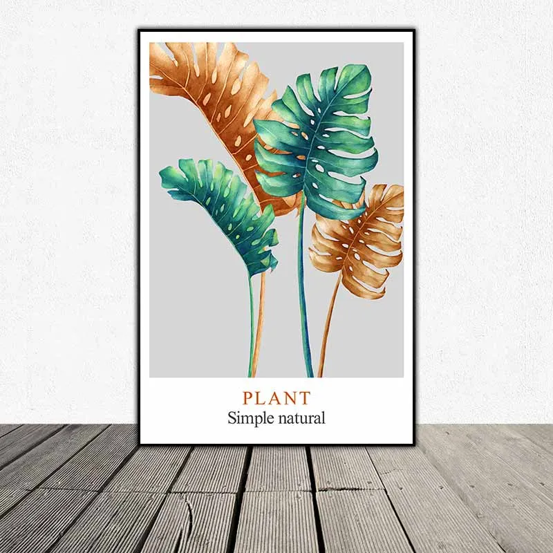 Tranh lá cây trầu bà monstera nhiệt đới hiện đại