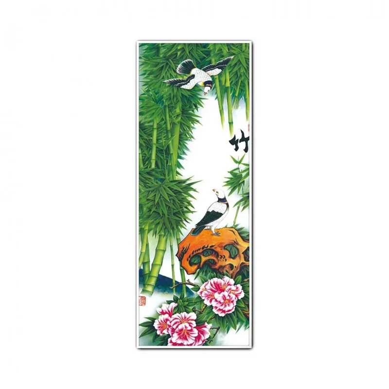 Tranh Tứ quý Đào Lan Trúc Cúc và chim