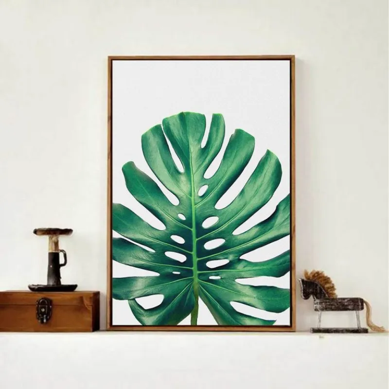 Tranh canvas lá trầu bà, lá chuối nhiệt đới