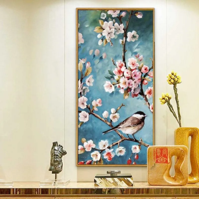 Tranh hoa đào và chim