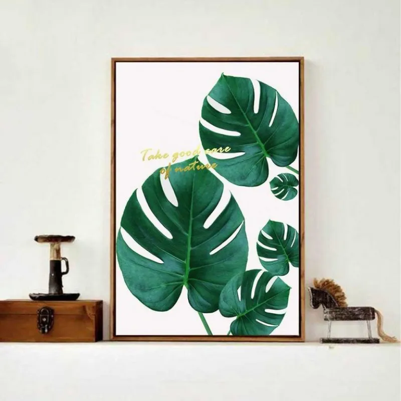 Tranh canvas lá cây Phú quý và lá trầu bà