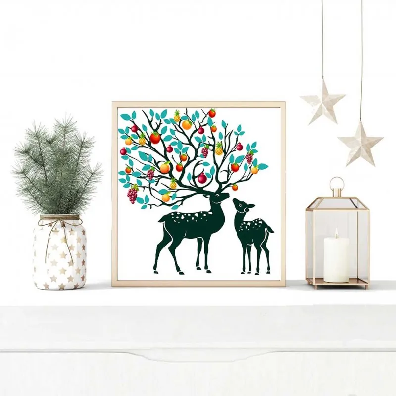 Tranh sừng nai hươu trừu tượng