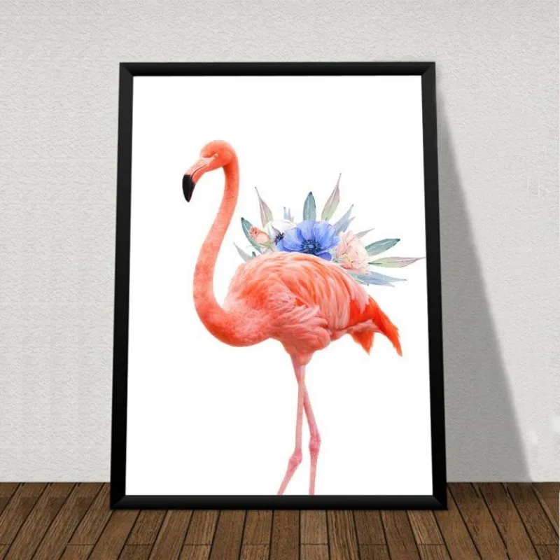 Tranh chim hồng hạc và hoa