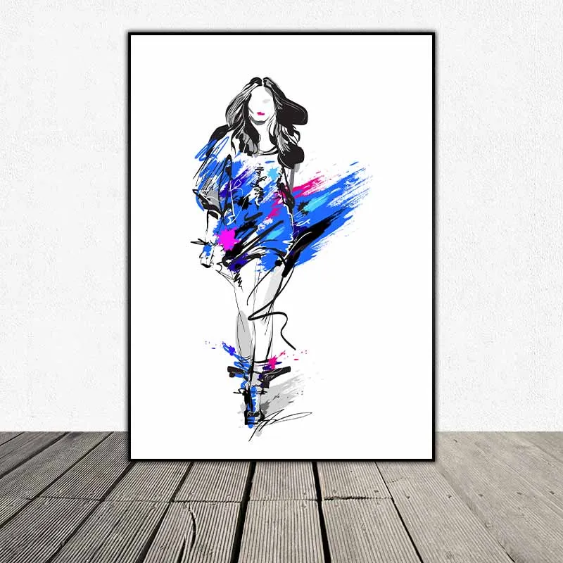 Tranh các cô gái vũ công với các đường nét đơn giản