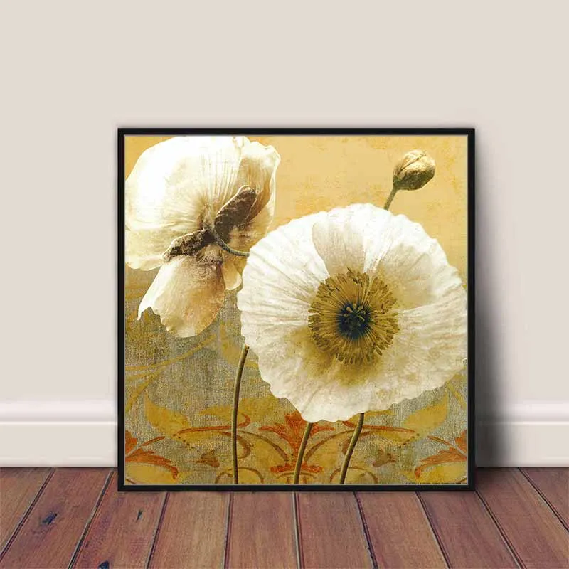 Tranh hoa sao nhái trắng theo phong cách vintage, Retro