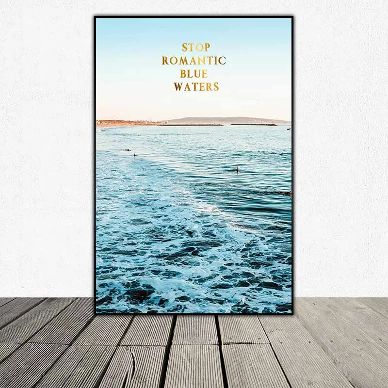 Tranh Bắc Âu chủ đề du lịch xe ô tô phong cảnh biển chữ I want to Travell look world