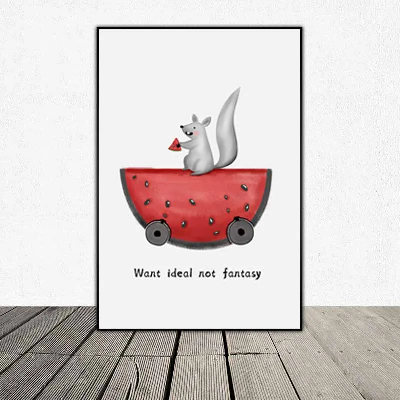 Tranh động vật con gấu, con sóc dễ thương treo phòng bé