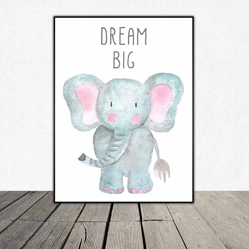 Tranh động vật dễ thương con khỉ, con voi và con sư tử